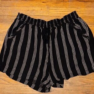 Briggs New York Black and White Striped High Waist Shorts
